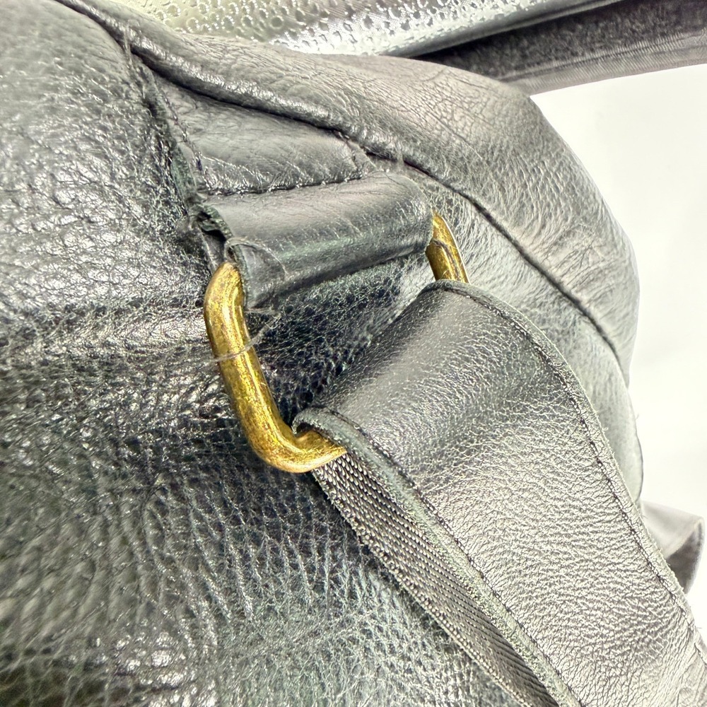 American Leather Co Black Pebbled Leather Flap Backpack Small Rucksack Bag - Picture 10 of 16